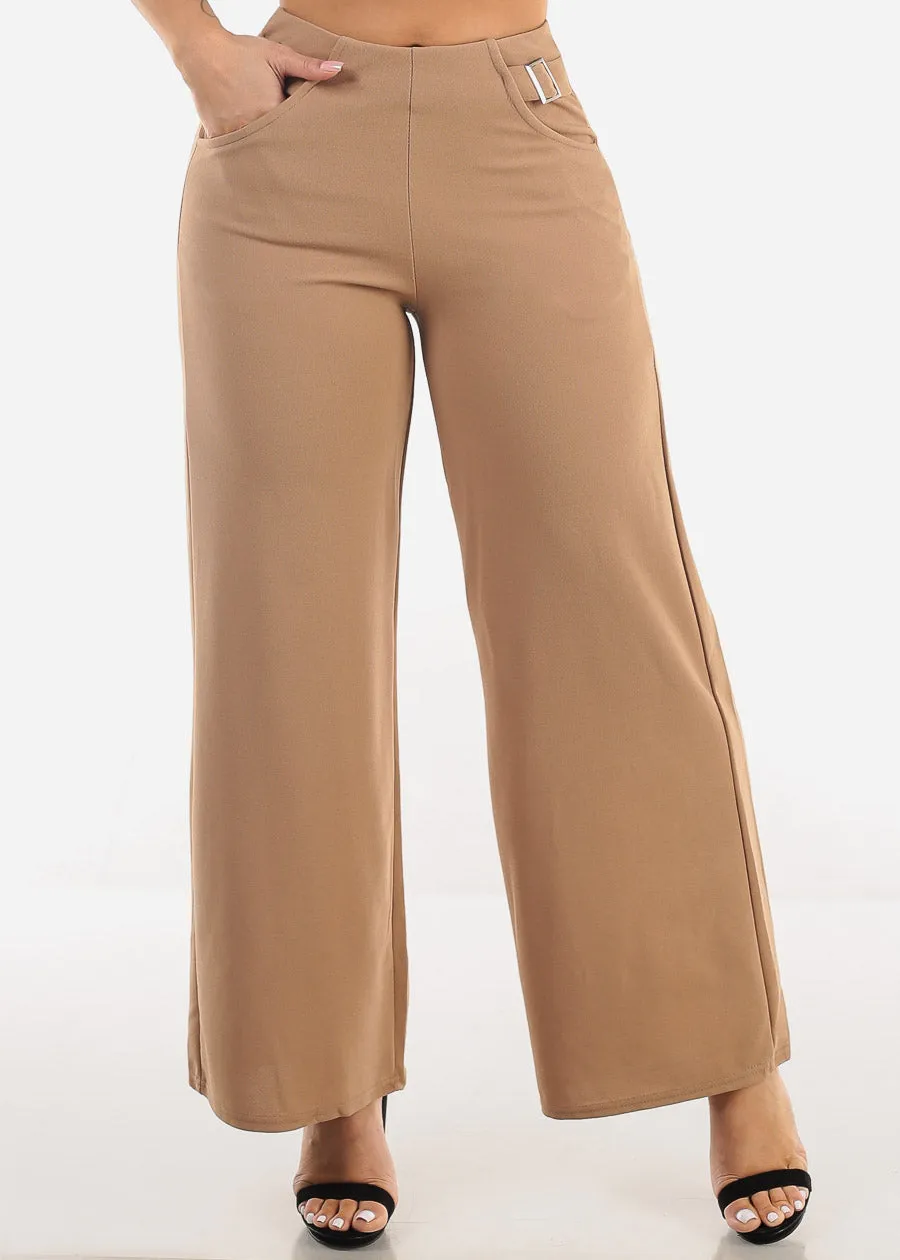 Super High Waist Wide Leg Dressy Pants Taupe sold by Moda