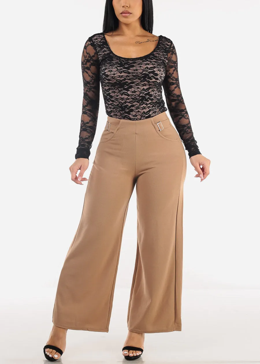 Super High Waist Wide Leg Dressy Pants Taupe sold by Moda product image thumbnail 2