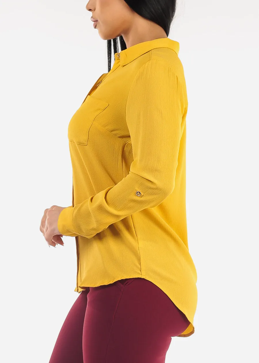 Long Sleeve Button Down Blouse Yellow sold by Moda product image thumbnail 3
