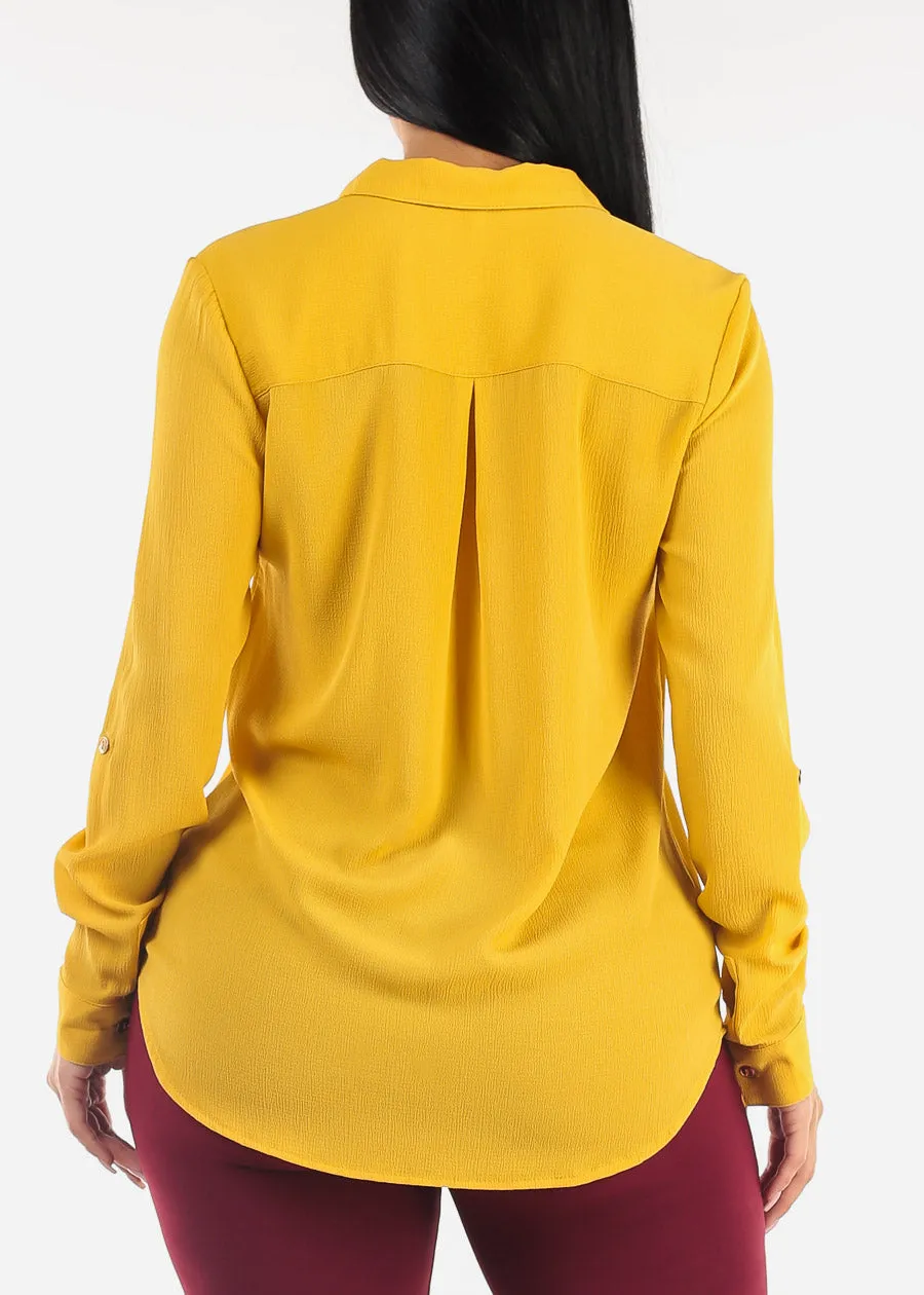 Long Sleeve Button Down Blouse Yellow sold by Moda product image thumbnail 4