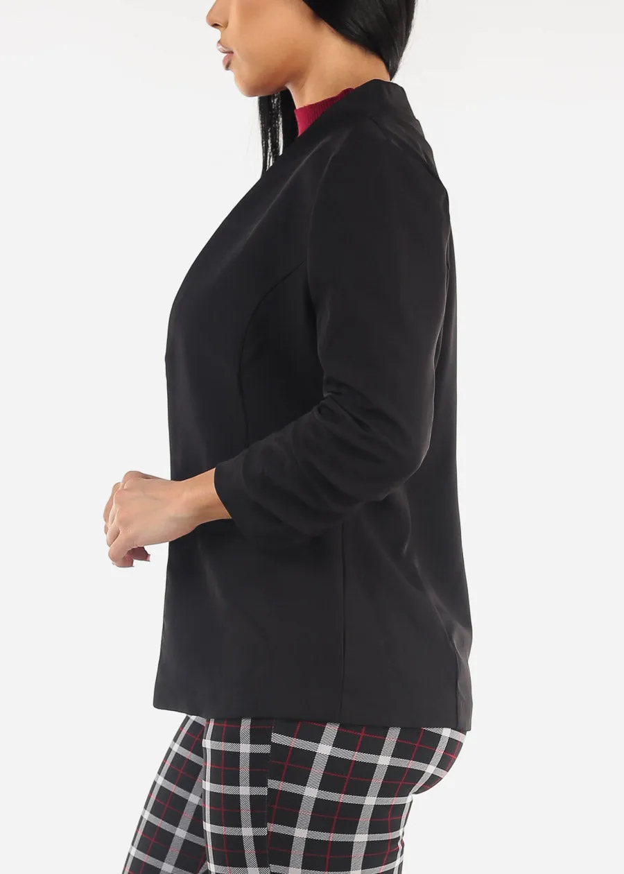 Open Front Ruched Quarter Sleeve Black Blazer sold by Moda product image thumbnail 3