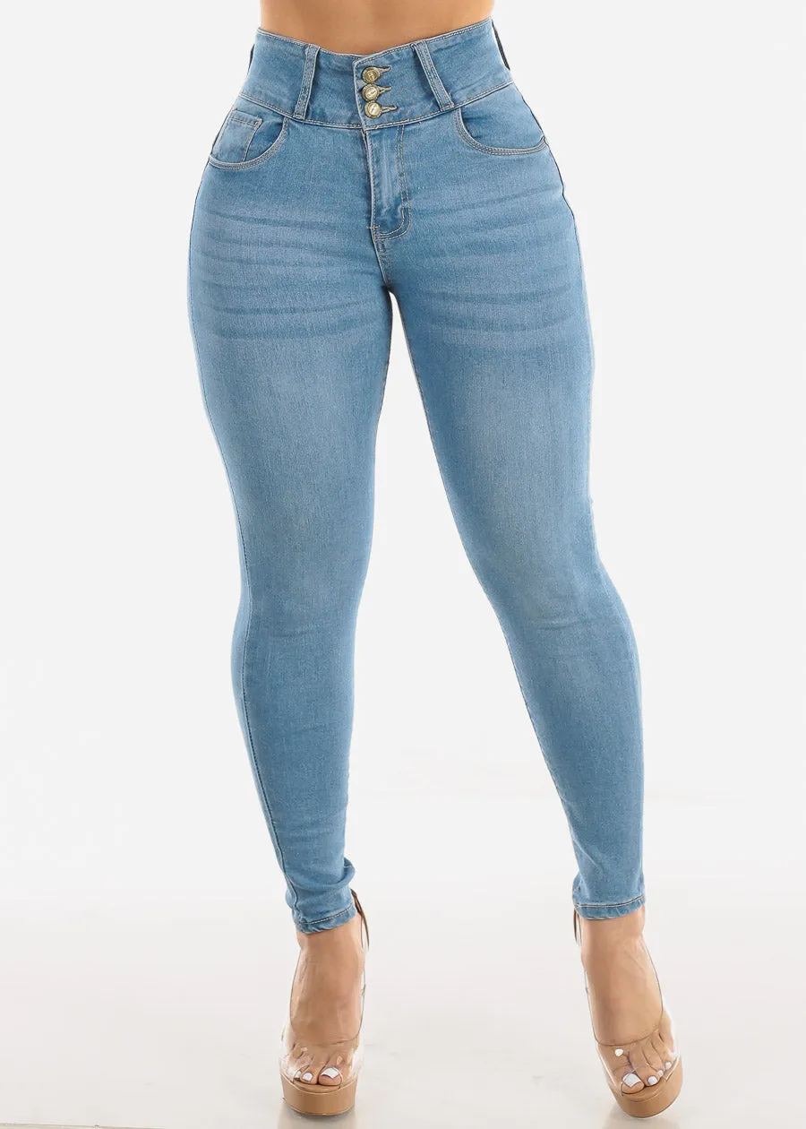 High Waist Butt Lifting Skinny Jeans Light Blue sold by Moda product image thumbnail 4