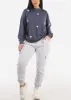 High Waist Fleece Cargo Jogger Pants Light Grey sold by Moda