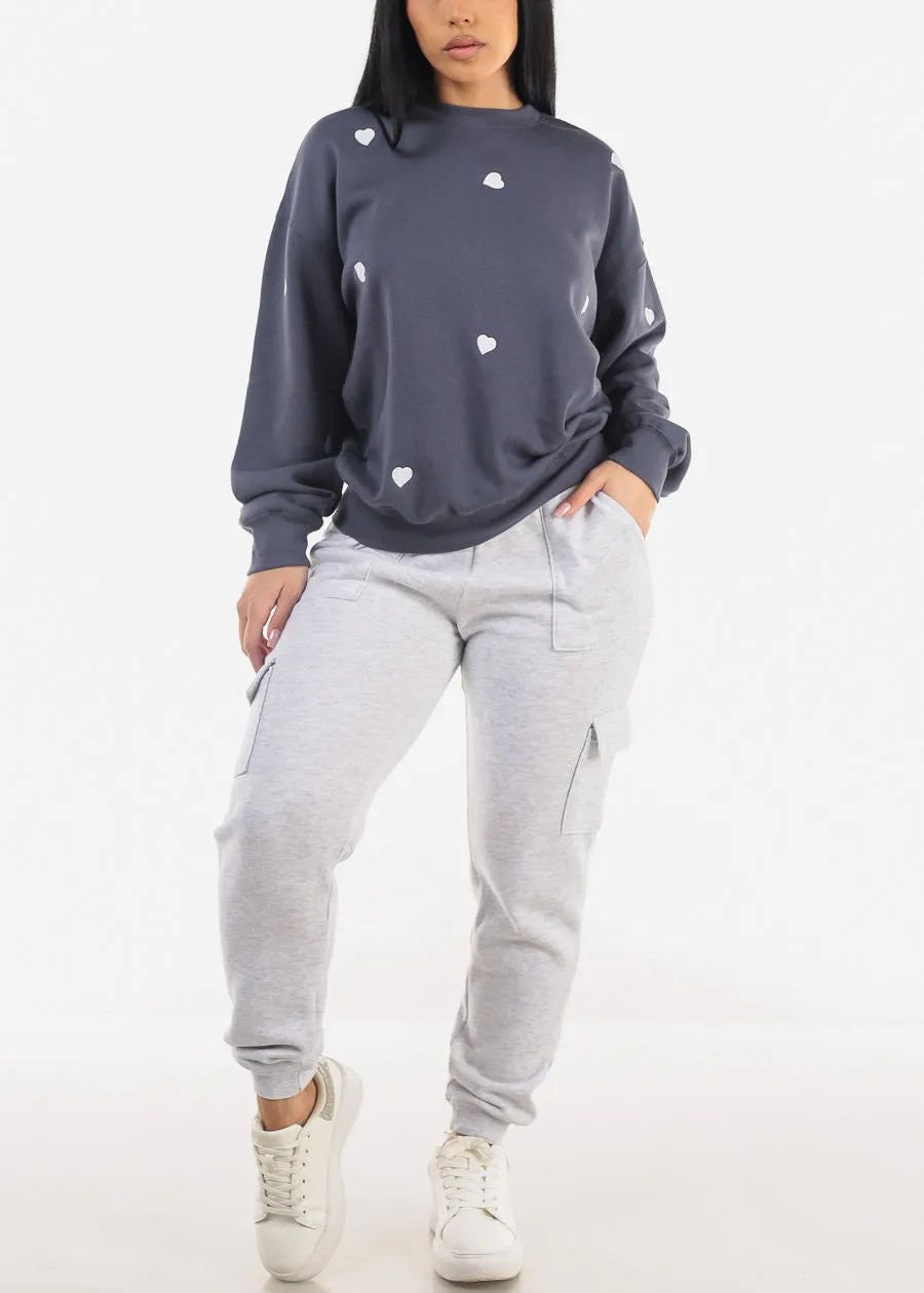 High Waist Fleece Cargo Jogger Pants Light Grey sold by Moda product image thumbnail 2