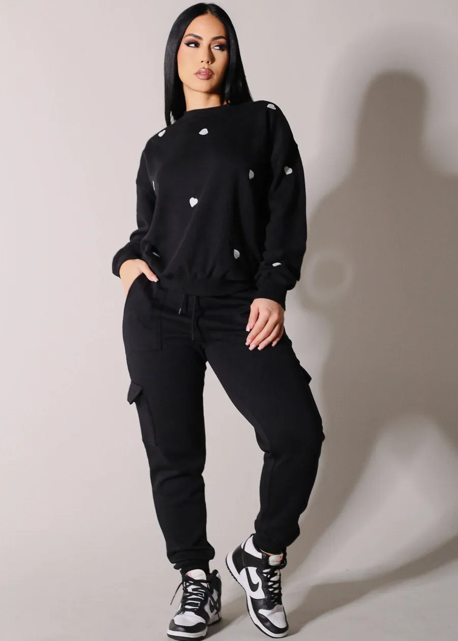 Black High Waist Fleece Cargo Jogger Pants sold by Moda product image thumbnail 2