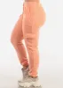 High Drawstring Waist Fleece Cargo Jogger Pants Orange sold by Moda