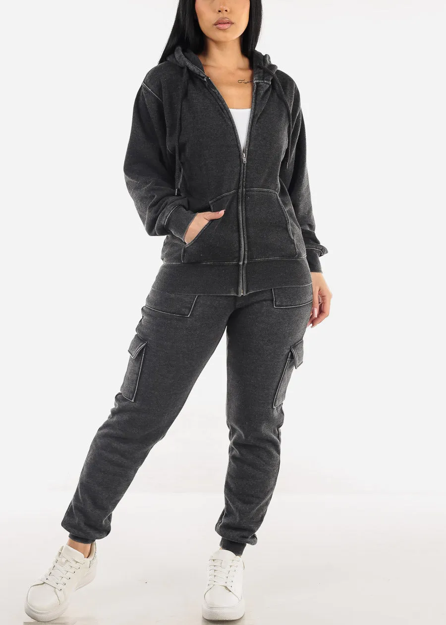 Oversized Zip Up Fleece Hoodie Charcoal sold by Moda product image thumbnail 2