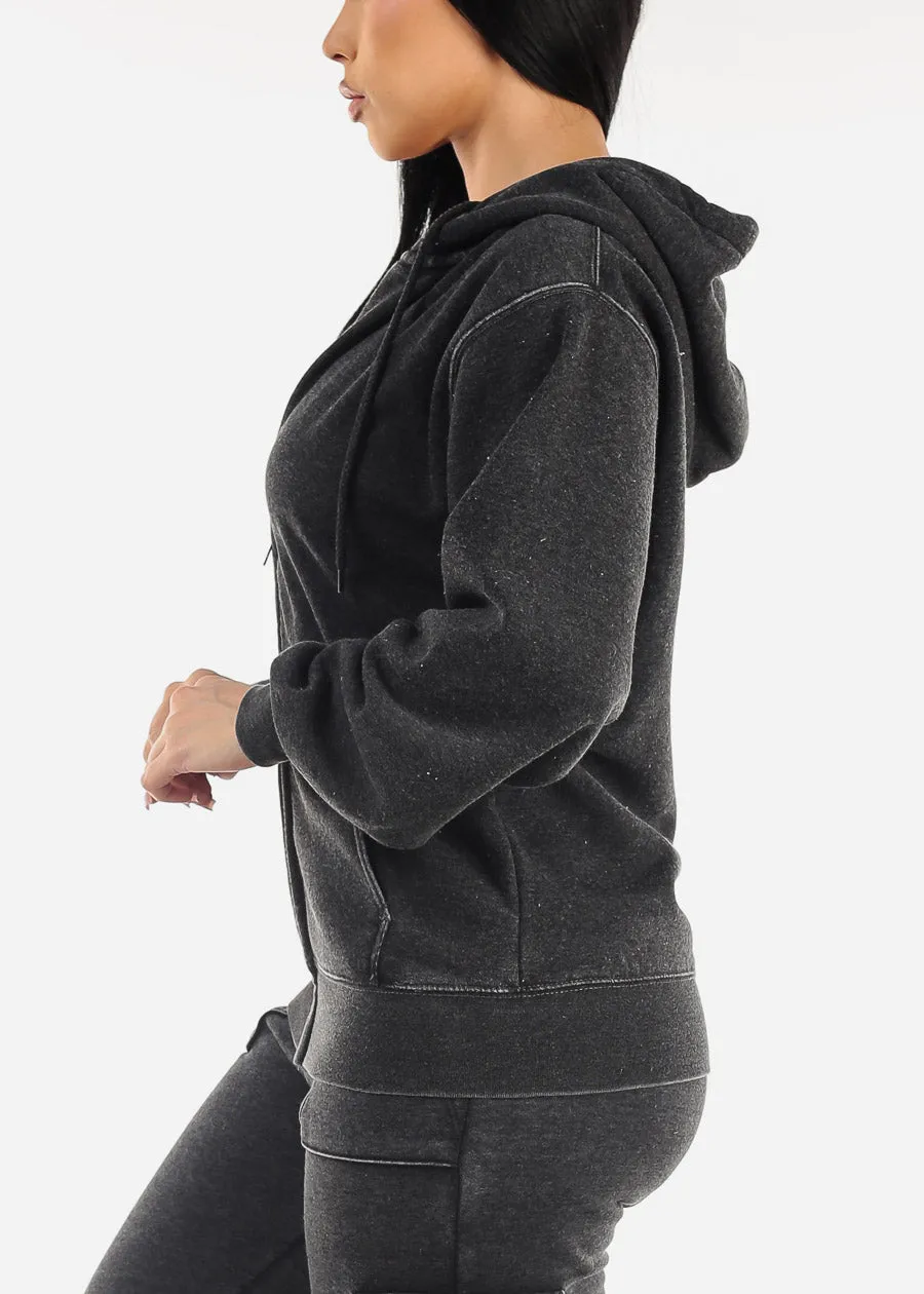 Oversized Zip Up Fleece Hoodie Charcoal sold by Moda product image thumbnail 3