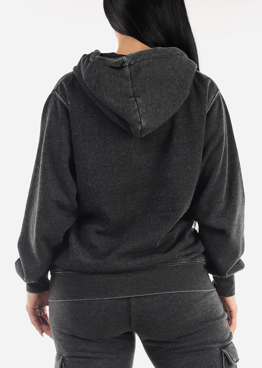 Oversized Zip Up Fleece Hoodie Charcoal sold by Moda product image thumbnail 4