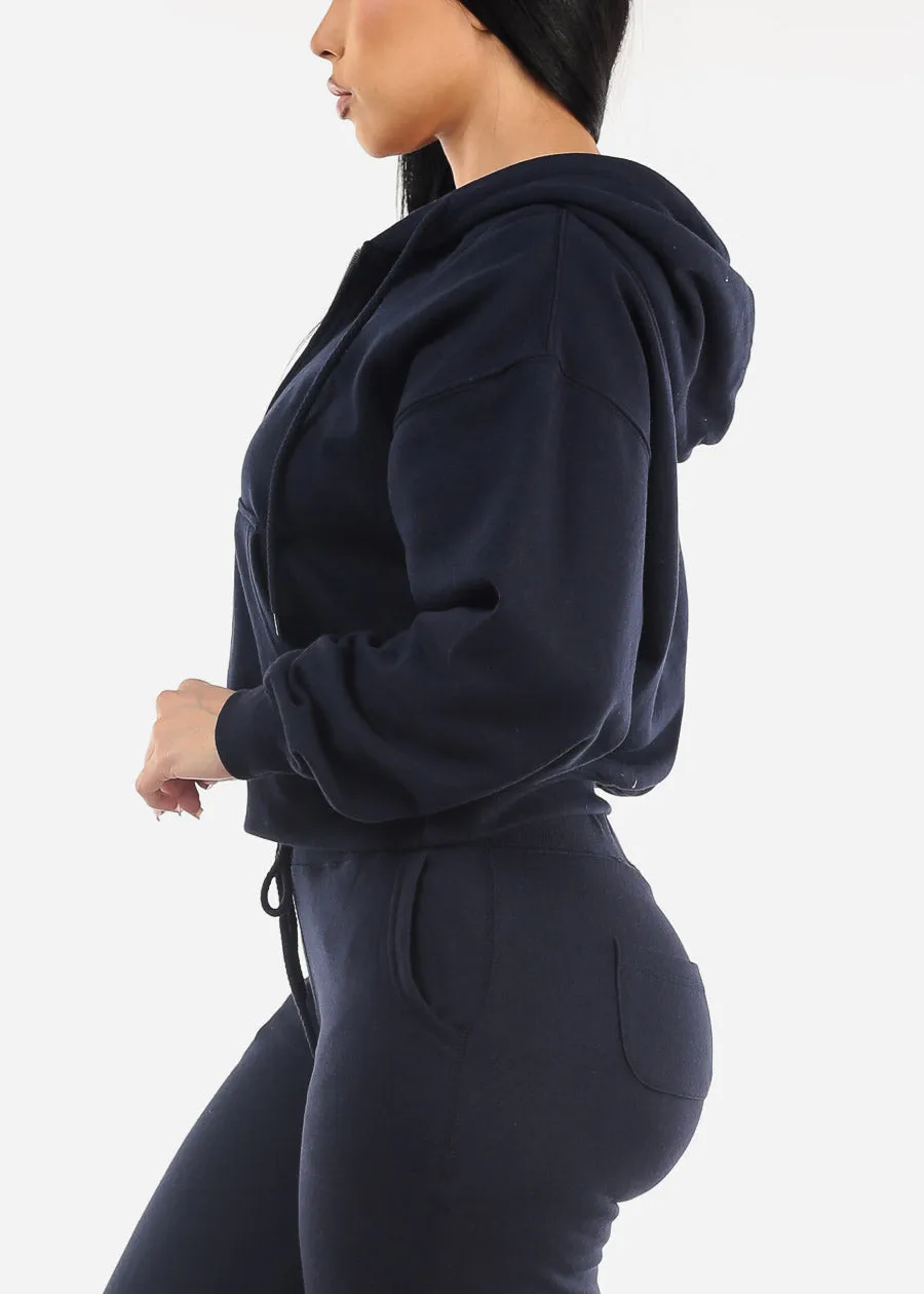 Half Zip Up Fleece Pullover Hoodie Navy sold by Moda product image thumbnail 3