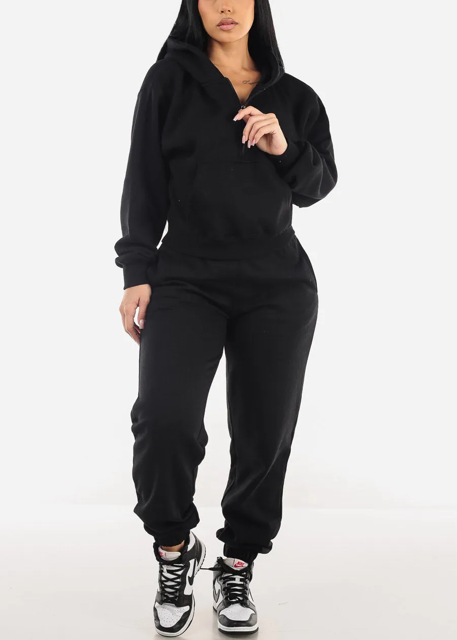 High Waisted Black Fleece Jogger Pants sold by Moda product image thumbnail 2
