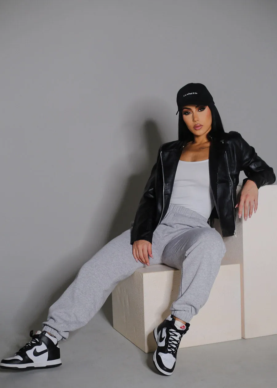 High Waisted Fleece Jogger Pants Heather Grey sold by Moda product image thumbnail 4