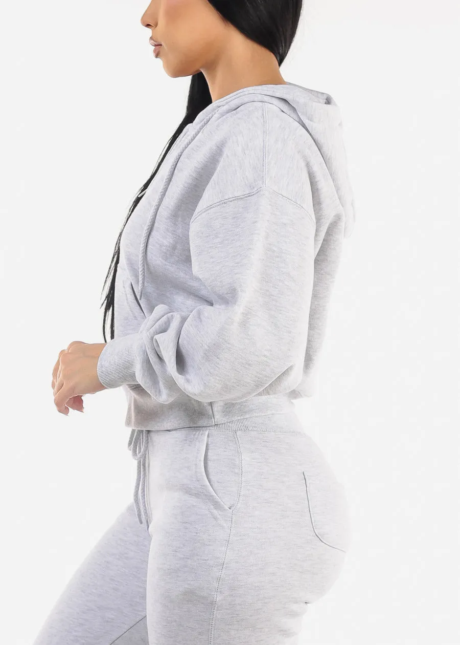 Half Zip Up Fleece Pullover Hoodie Heather Grey sold by Moda product image thumbnail 3