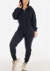 High Waist Fleece Jogger Pants Navy w Pockets sold by Moda