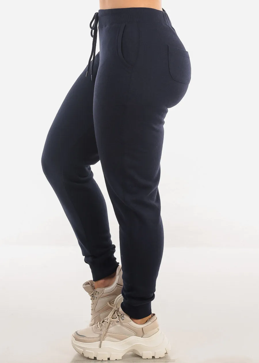 High Waist Fleece Jogger Pants Navy w Pockets sold by Moda product image thumbnail 3