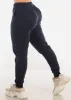 High Waist Fleece Jogger Pants Navy w Pockets sold by Moda