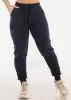 High Waist Fleece Jogger Pants Navy w Pockets sold by Moda