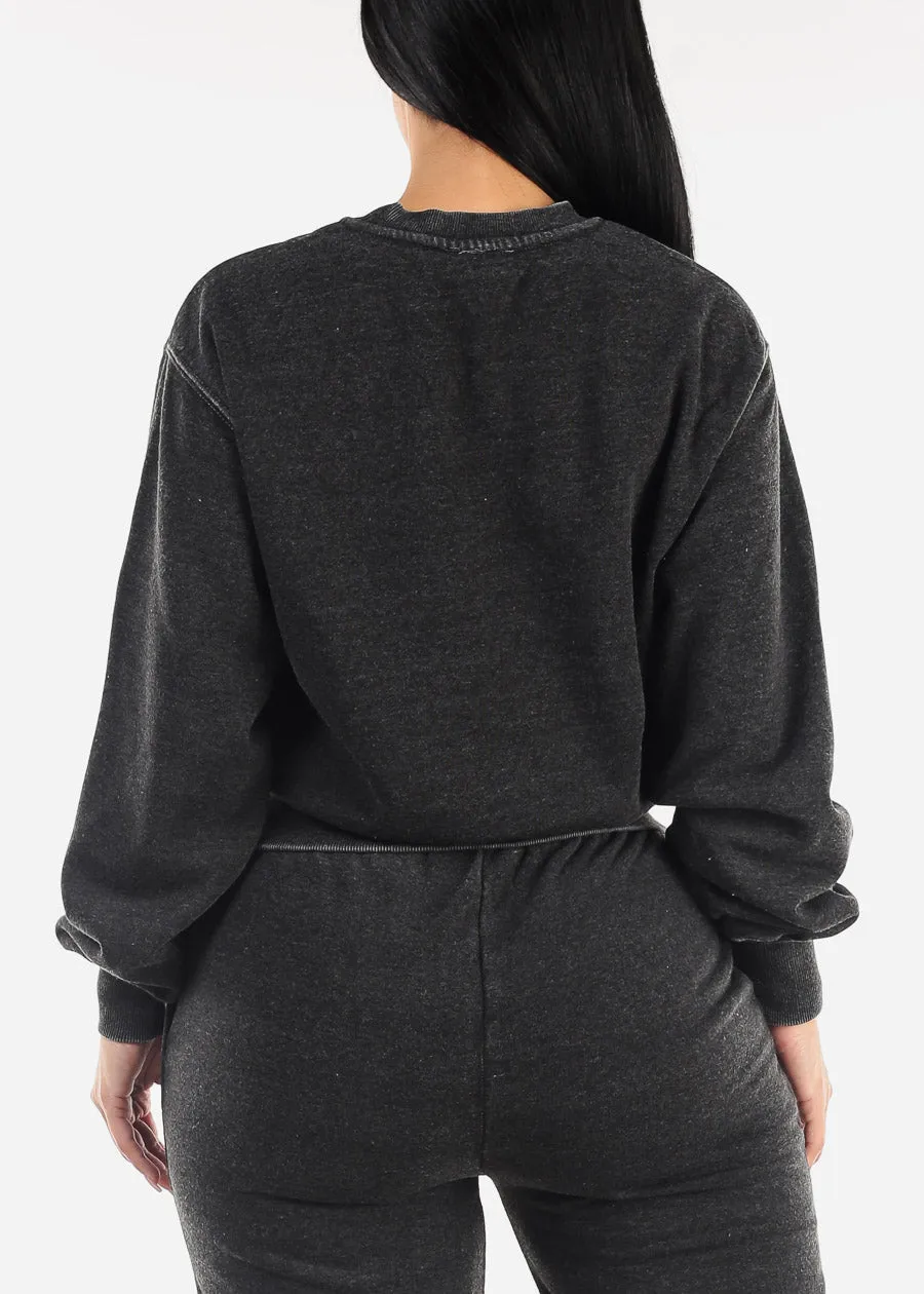 Long Sleeve Crewneck Fleece Sweatshirt Charcoal sold by Moda product image thumbnail 4