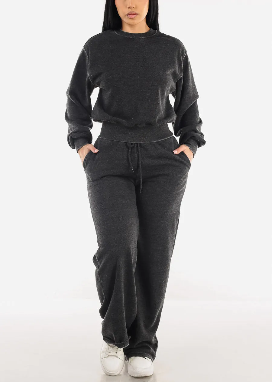 Long Sleeve Crewneck Fleece Sweatshirt Charcoal sold by Moda product image thumbnail 2
