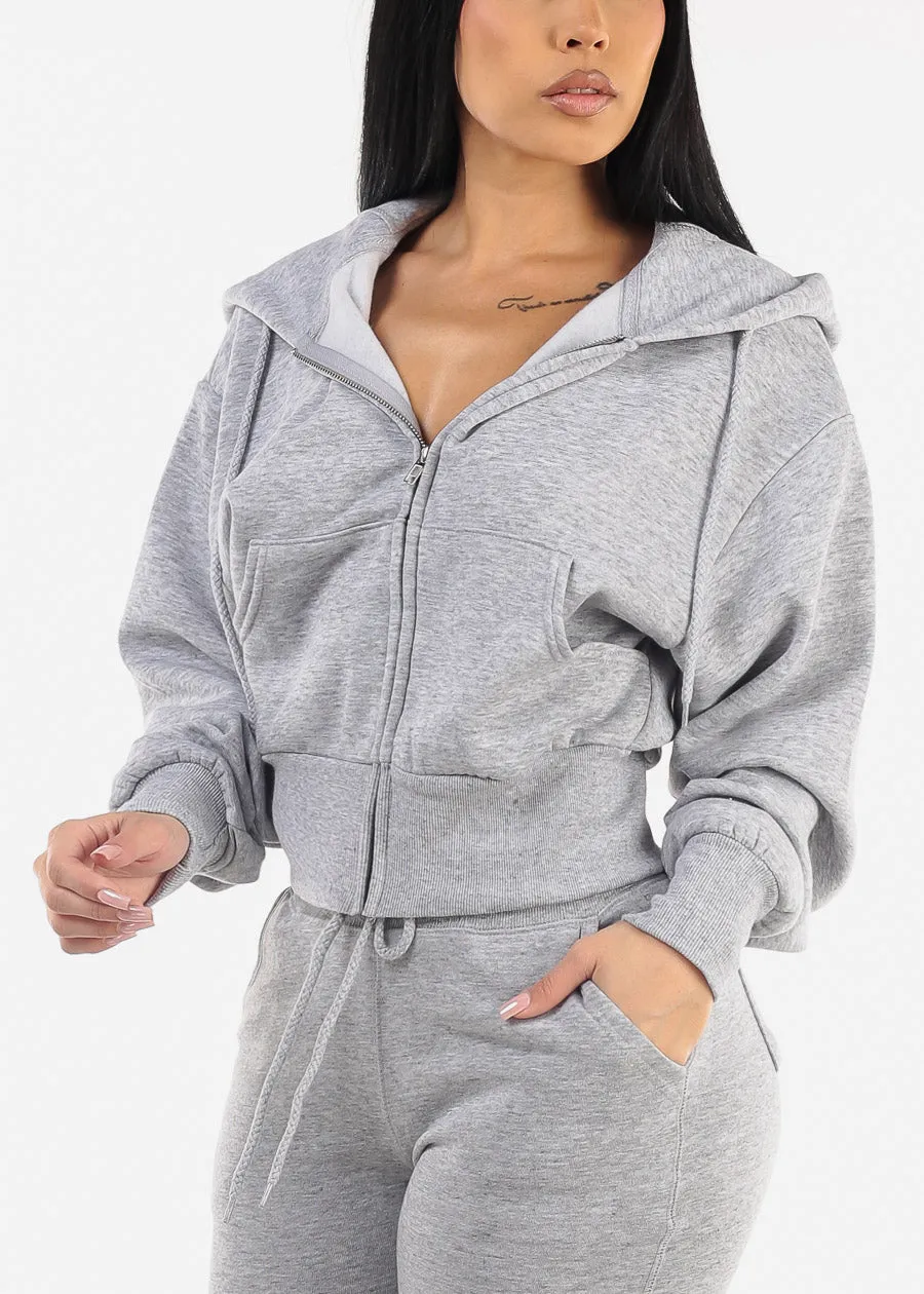 Oversized Fleece Zip Up Hoodie Grey sold by Moda
