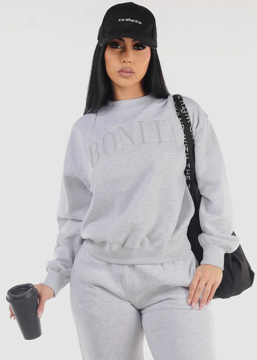 Relaxed Fit Fleece Sweatshirt Grey "Bonita" sold by Moda