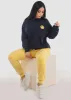 High Waist Fleece Burnout Relax Fit Jogger Pants Yellow sold by Moda