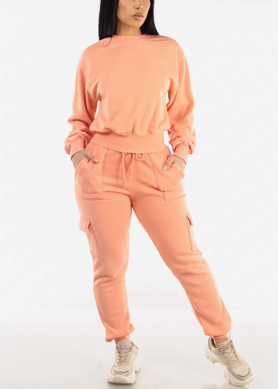 Long Sleeve Crewneck Fleece Sweatshirt Orange sold by Moda product image thumbnail 2