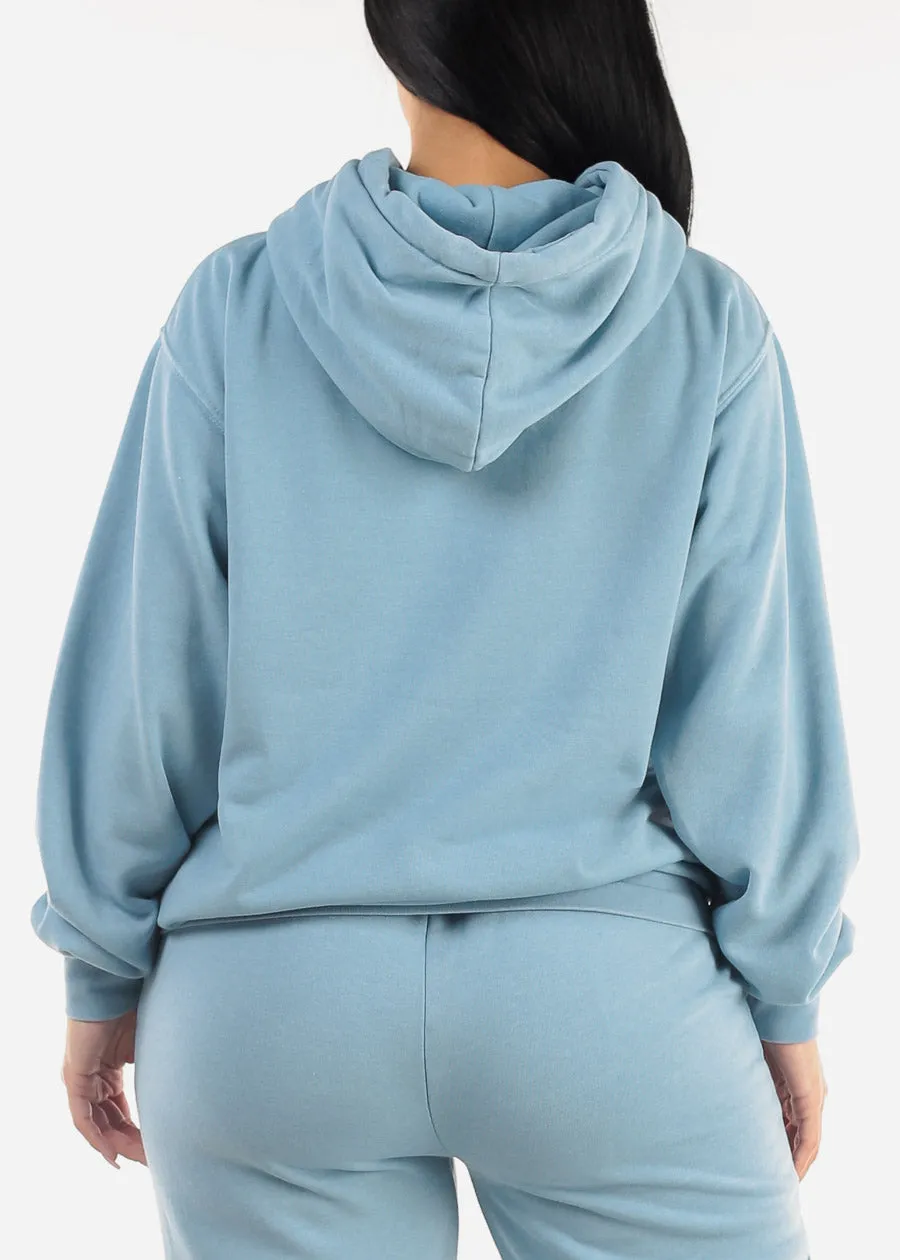 Oversized Fleece Pullover Hoodie Light Blue sold by Moda product image thumbnail 4
