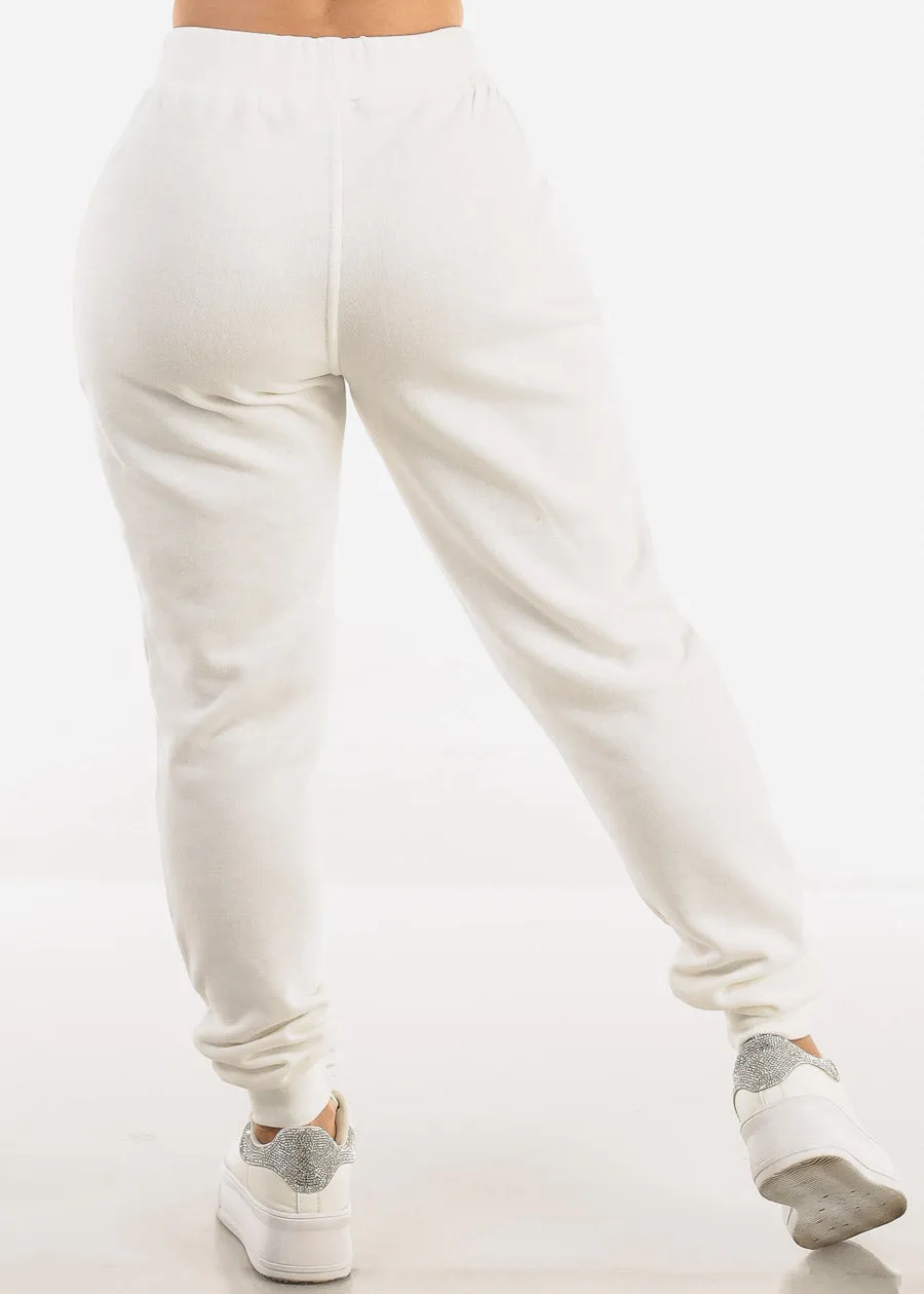 High Drawstring Waist Fleece Jogger Pants Ivory sold by Moda product image thumbnail 4