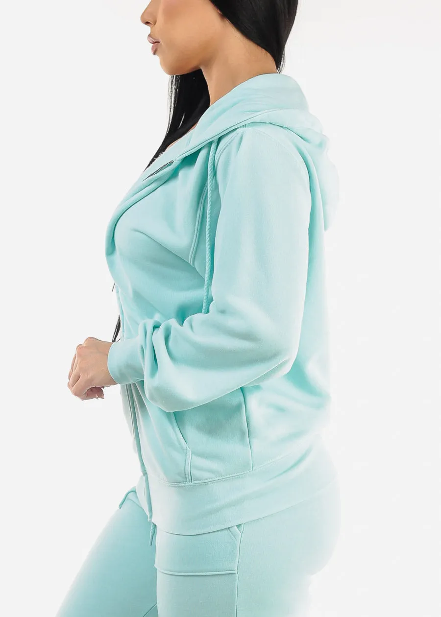 Oversized Zip Up Fleece Hoodie Aqua sold by Moda product image thumbnail 3
