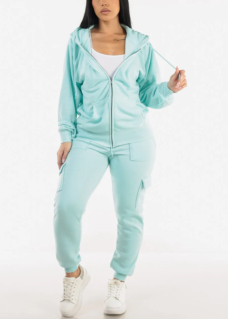 Oversized Zip Up Fleece Hoodie Aqua sold by Moda product image thumbnail 2