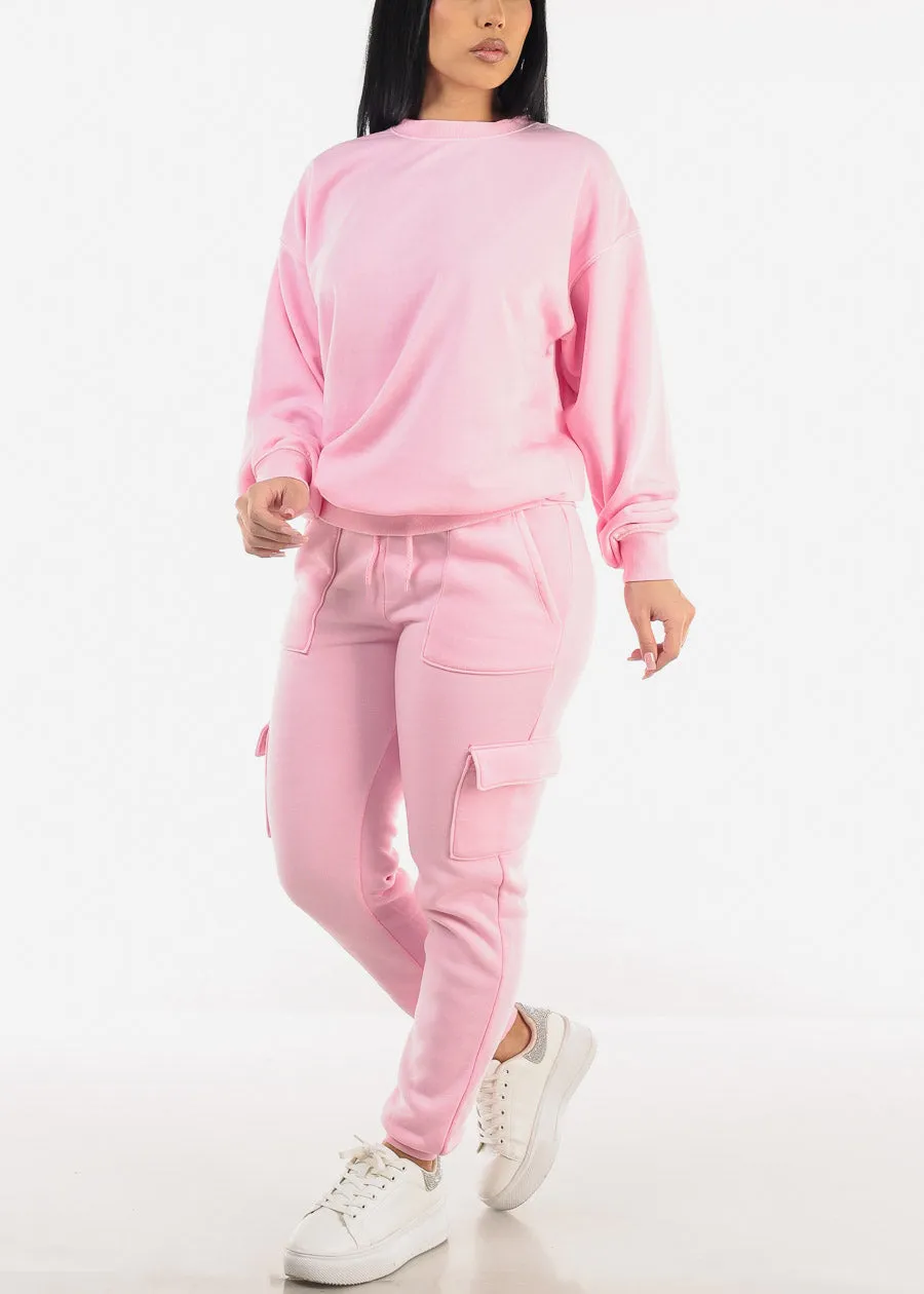 Relax Fit Fleece Oversized Burnout Sweatshirt Pink sold by Moda product image thumbnail 2
