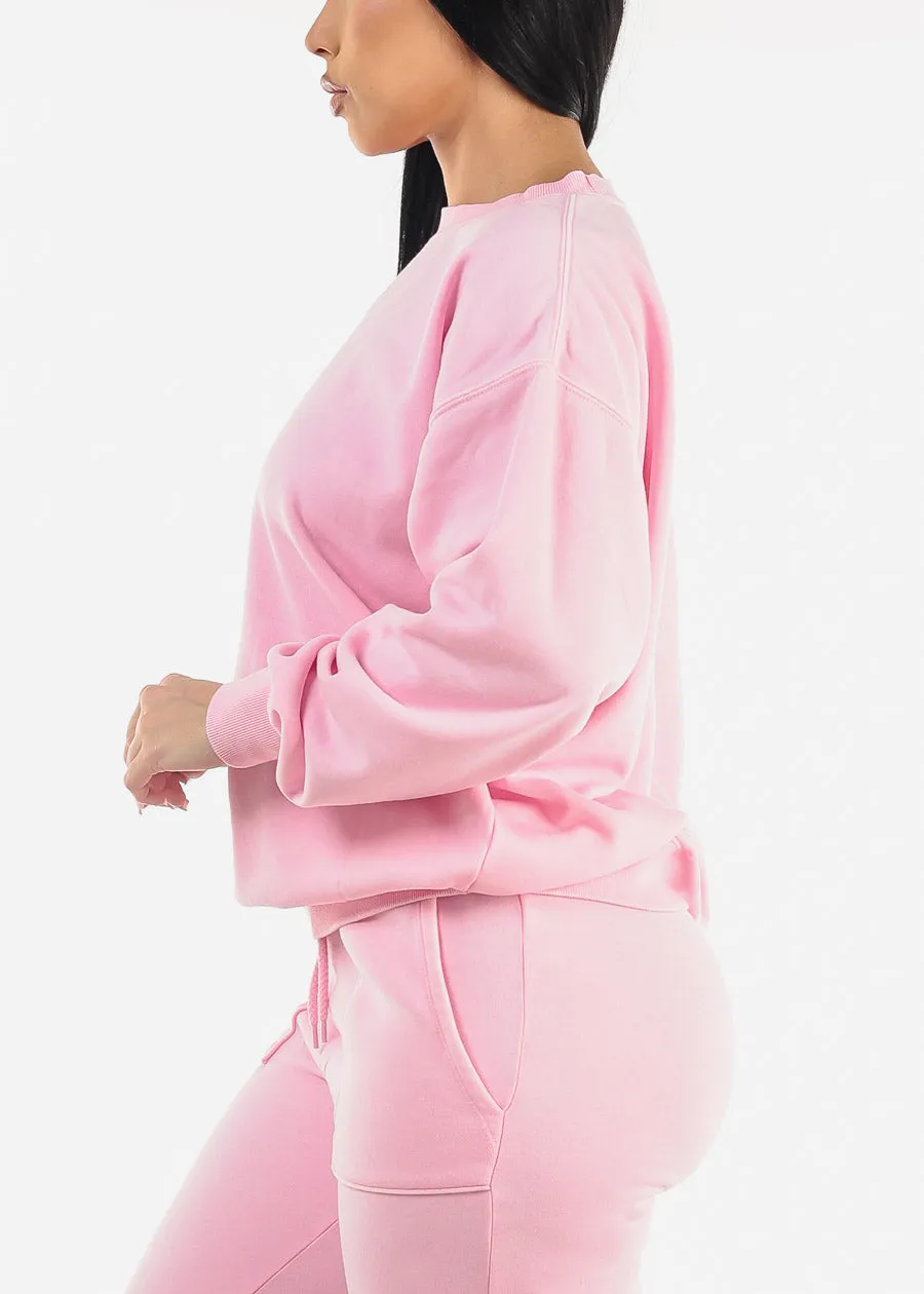 Relax Fit Fleece Oversized Burnout Sweatshirt Pink sold by Moda product image thumbnail 3