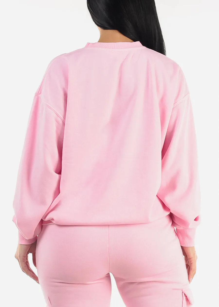 Relax Fit Fleece Oversized Burnout Sweatshirt Pink sold by Moda product image thumbnail 4