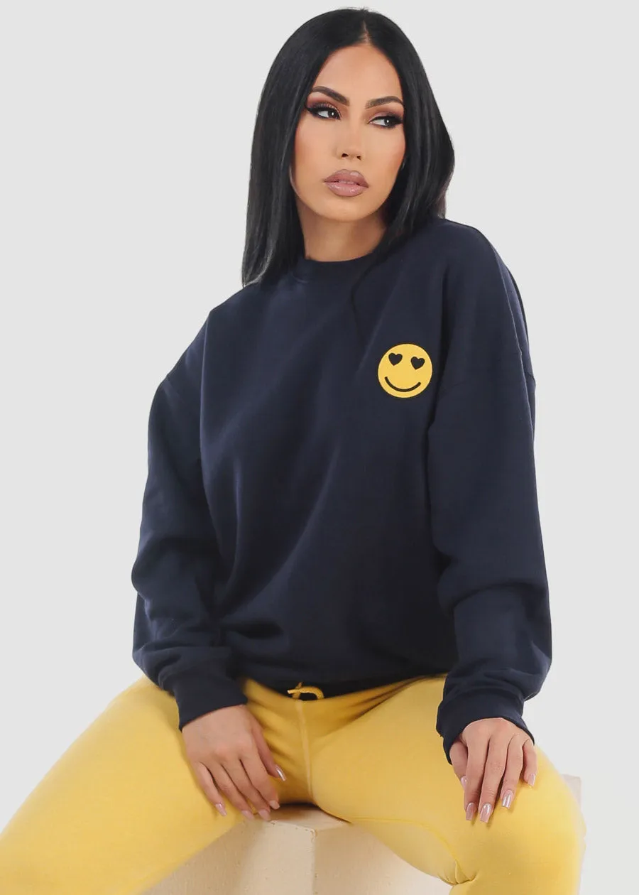 Relax Fit Fleece Oversized Sweatshirt Navy sold by Moda