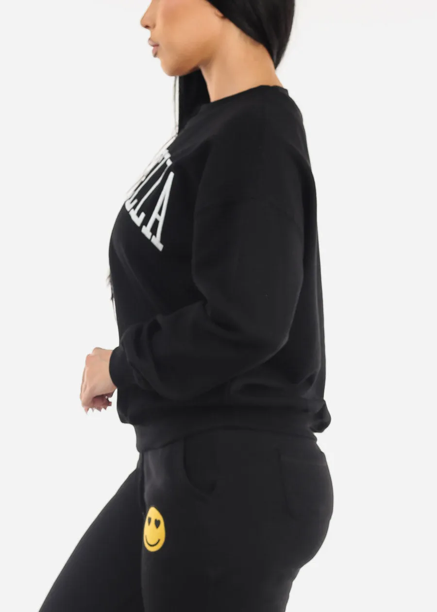 Relaxed Fit Black Fleece Sweatshirt "Ciao Bella" sold by Moda product image thumbnail 5