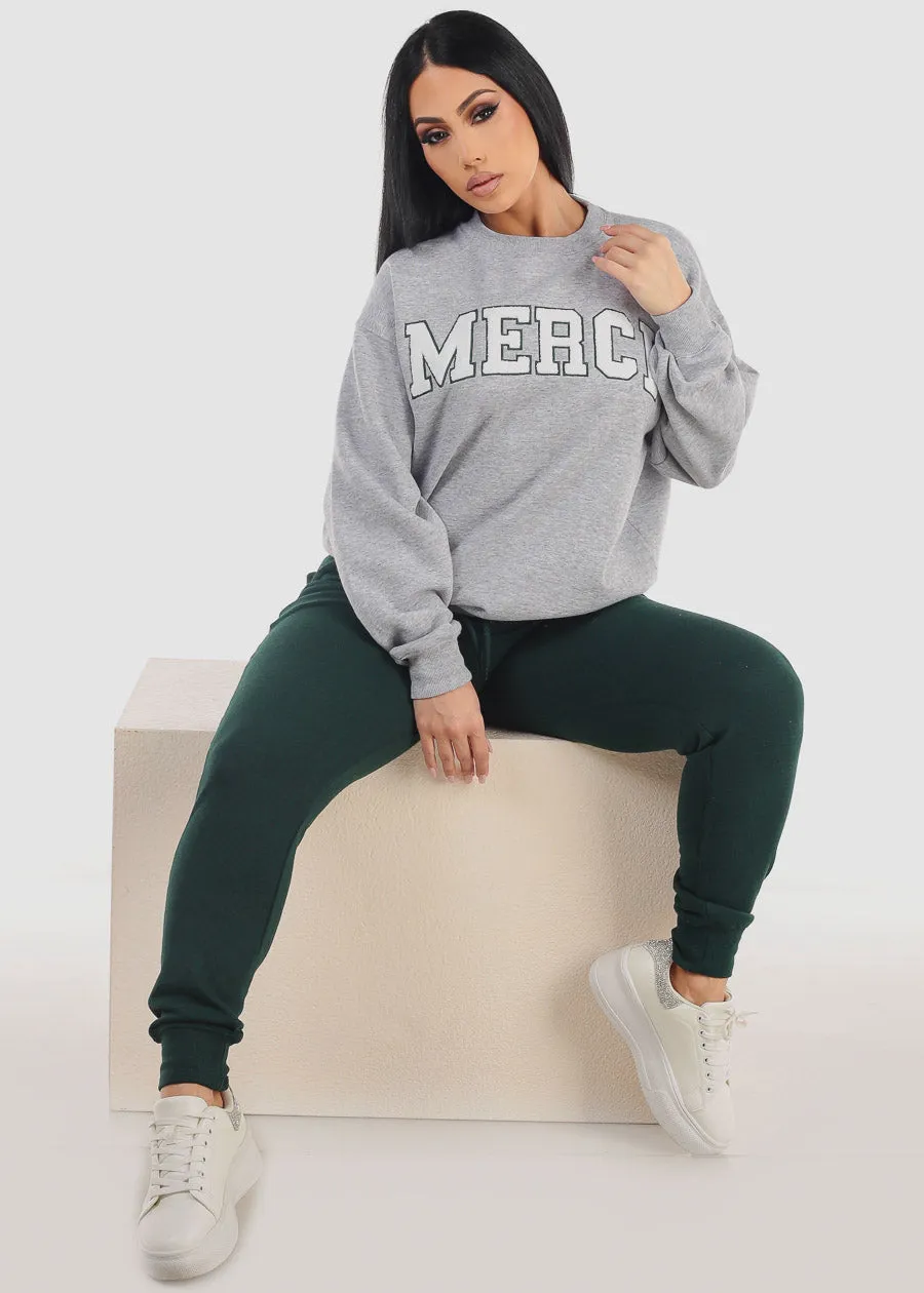 High Waist Fleece Jogger Pants Hunter Green w Pockets sold by Moda product image thumbnail 3