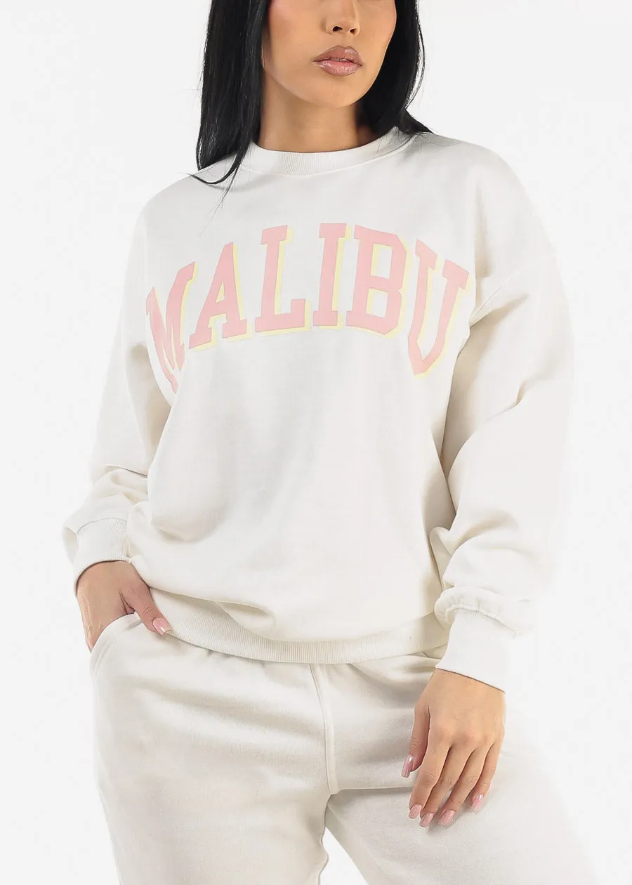 Crewneck Oversized Fleece Sweatshirt Ivory "Malibu" sold by Moda product image thumbnail 3