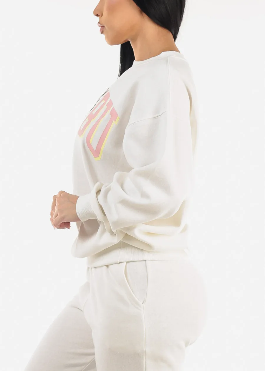 Crewneck Oversized Fleece Sweatshirt Ivory "Malibu" sold by Moda product image thumbnail 4
