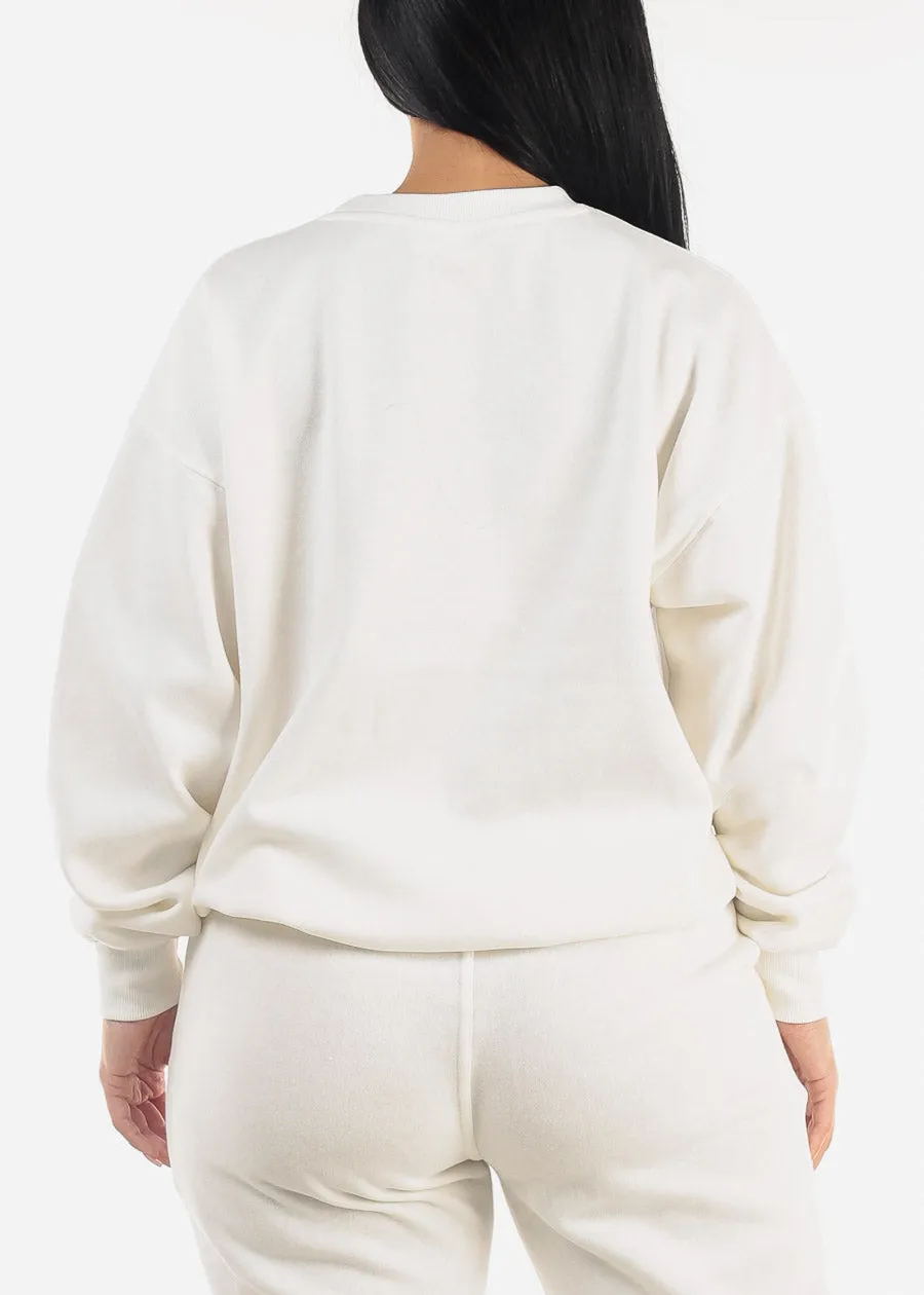 Crewneck Oversized Fleece Sweatshirt Ivory "Malibu" sold by Moda product image thumbnail 5