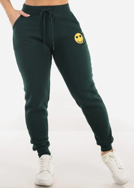 Drawstring Waist Fleece Jogger Pants Hunter Green sold by Moda