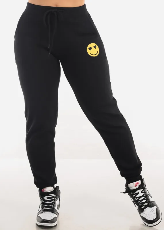 Black Drawstring Waist Fleece Jogger Pants sold by Moda