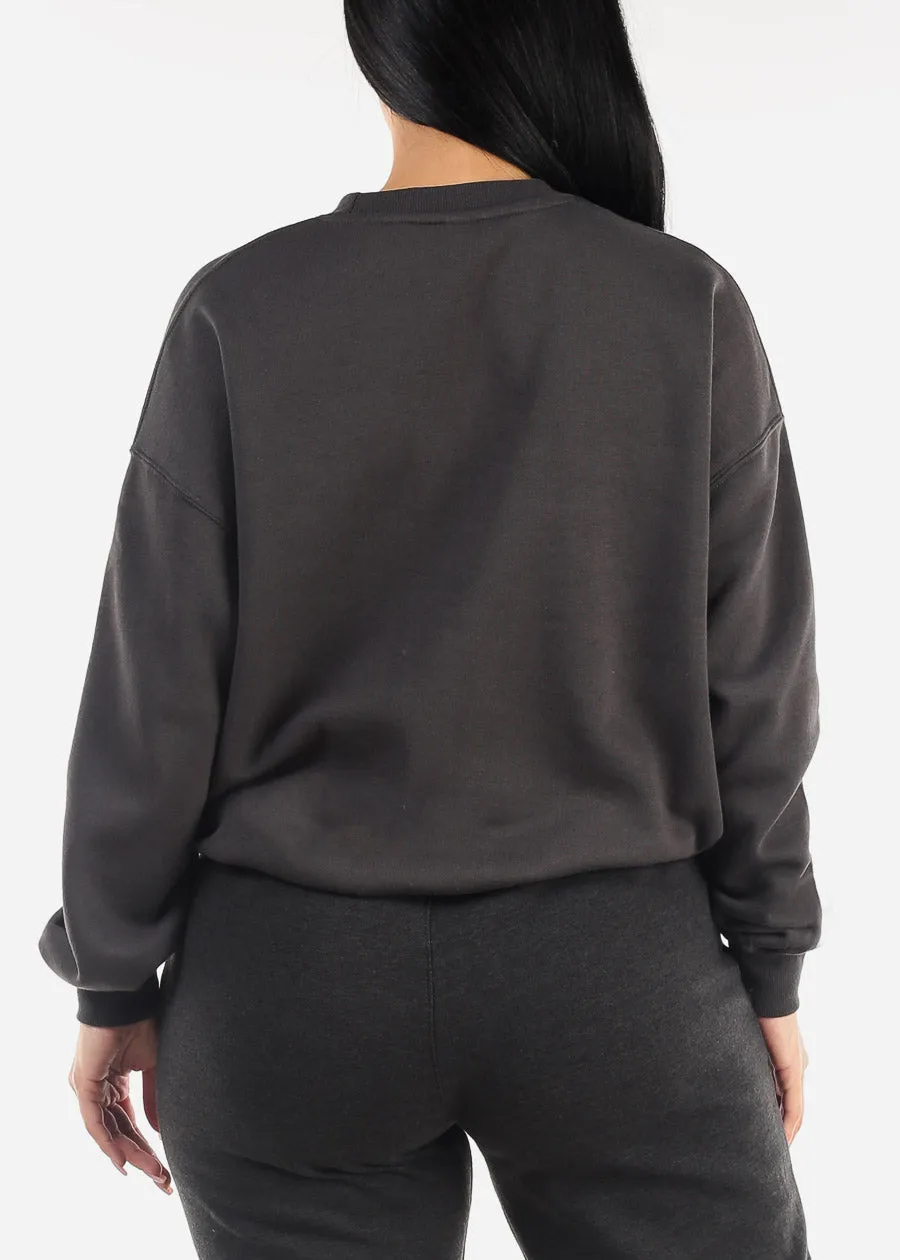 Relaxed Fit Fleece Sweatshirt Charcoal "Bonita" sold by Moda product image thumbnail 4