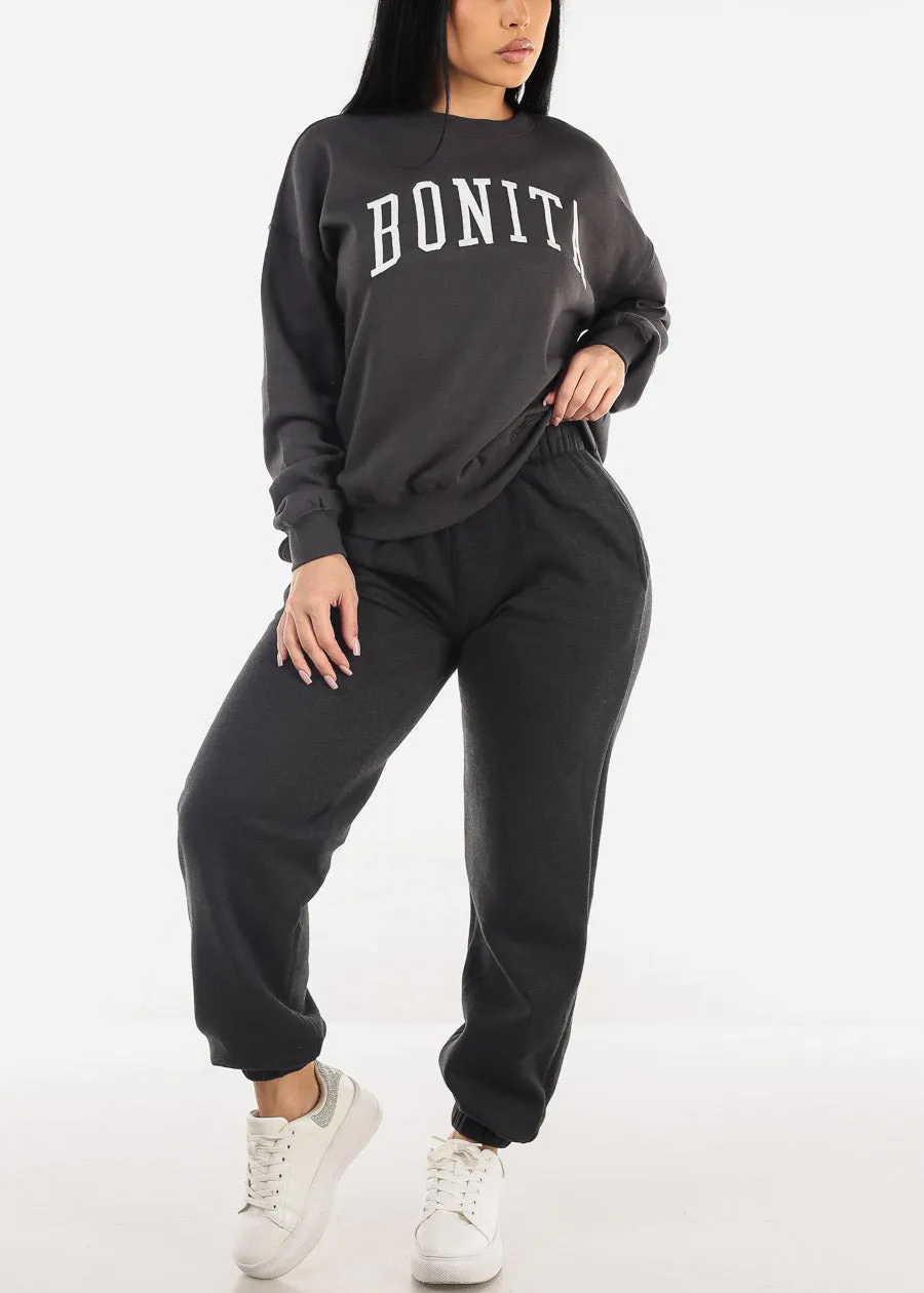 Relaxed Fit Fleece Sweatshirt Charcoal "Bonita" sold by Moda product image thumbnail 2