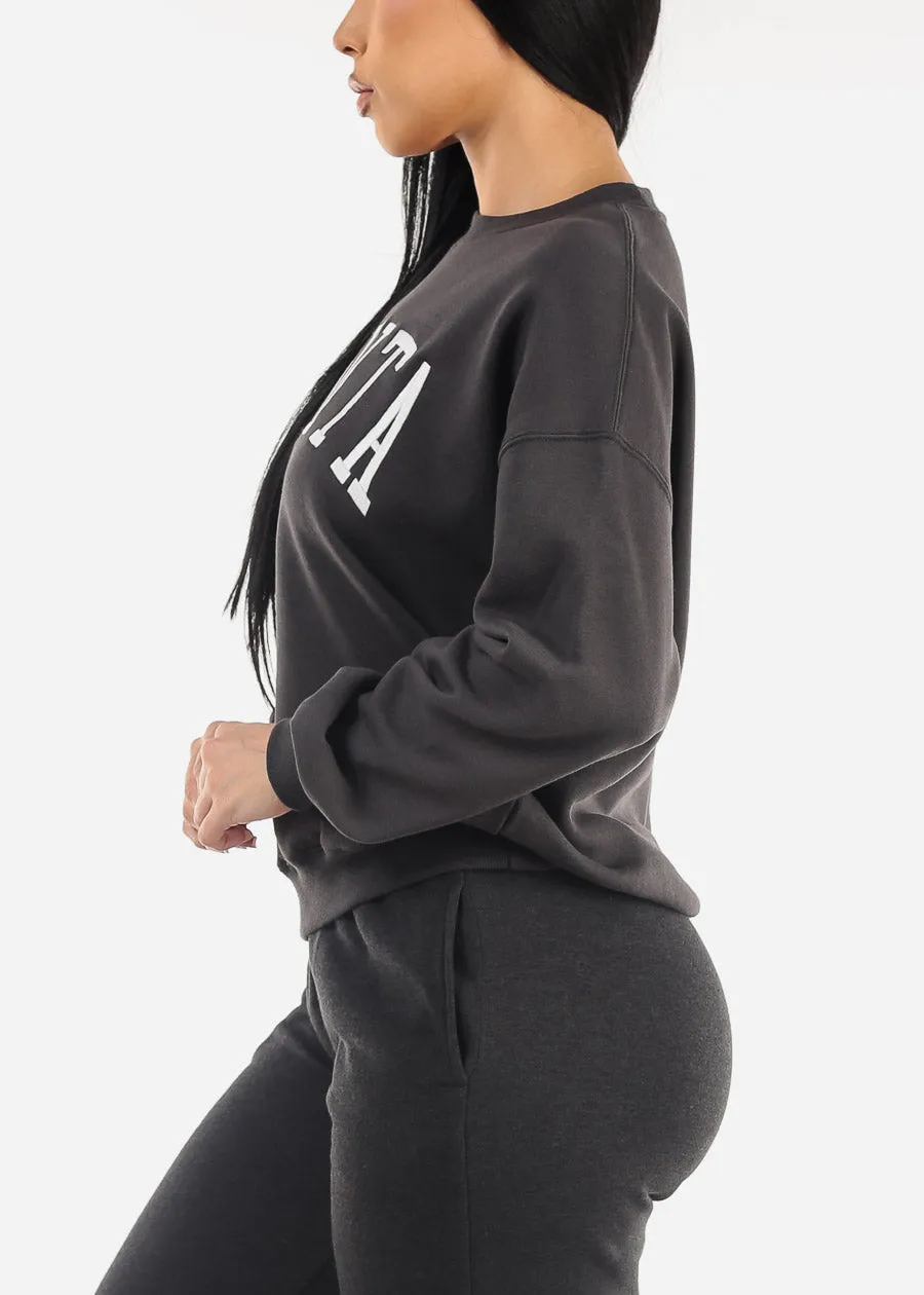 Relaxed Fit Fleece Sweatshirt Charcoal "Bonita" sold by Moda product image thumbnail 3
