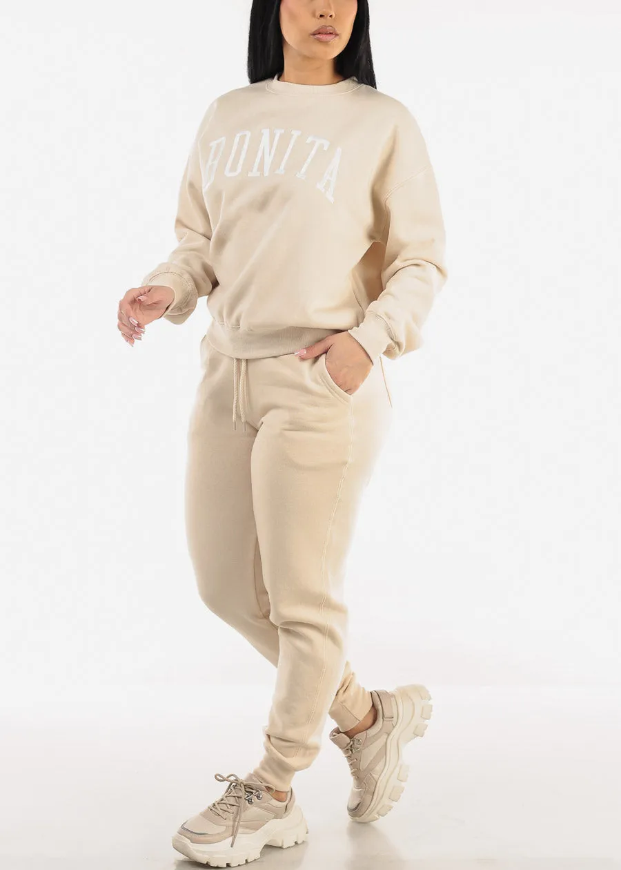 Relaxed Fit Fleece Sweatshirt Beige "Bonita" sold by Moda product image thumbnail 2