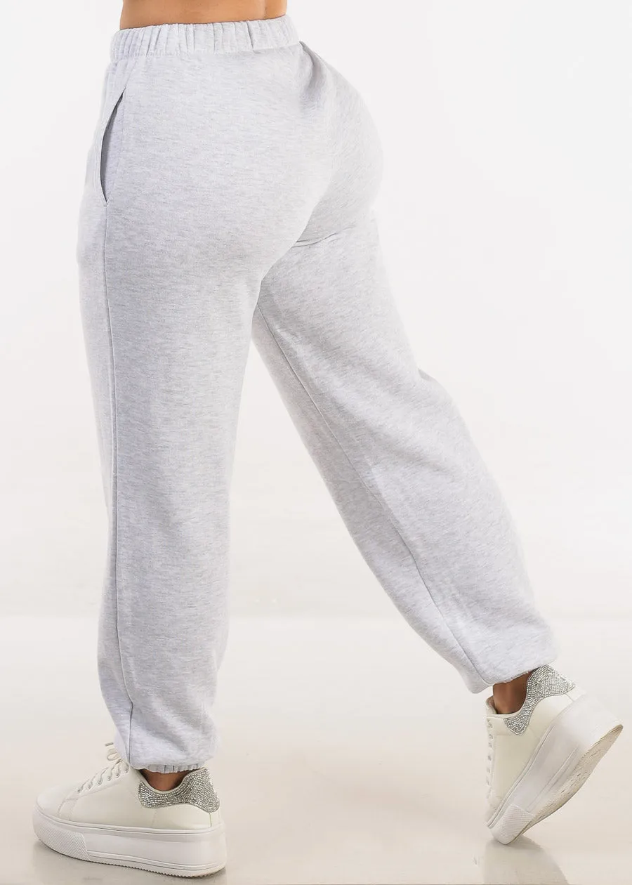 High Waisted Fleece Jogger Pants Light Grey sold by Moda product image thumbnail 4