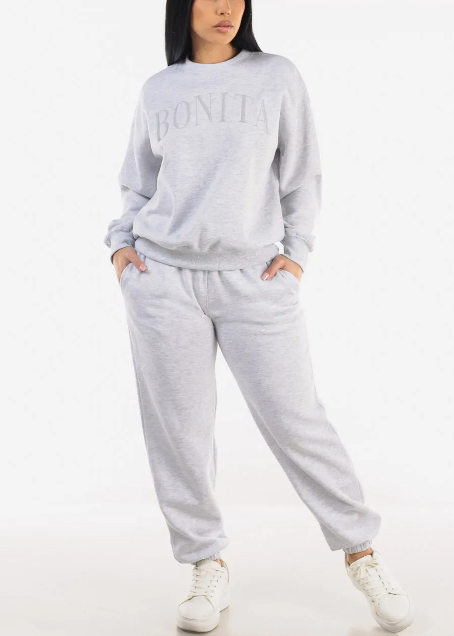 High Waisted Fleece Jogger Pants Light Grey sold by Moda product image thumbnail 5