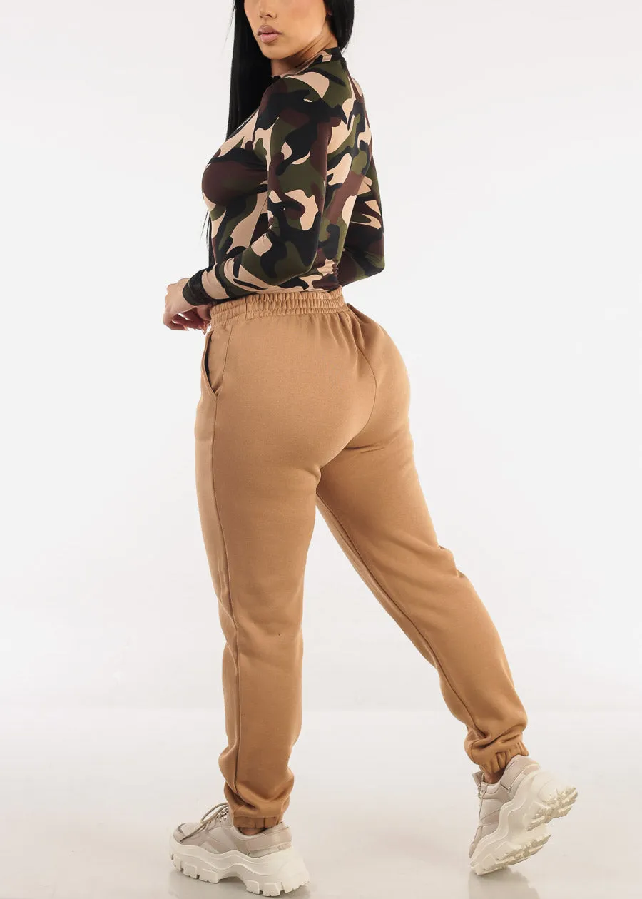 Drawstring Waist Fleece Jogger Pants Camel sold by Moda product image thumbnail 5