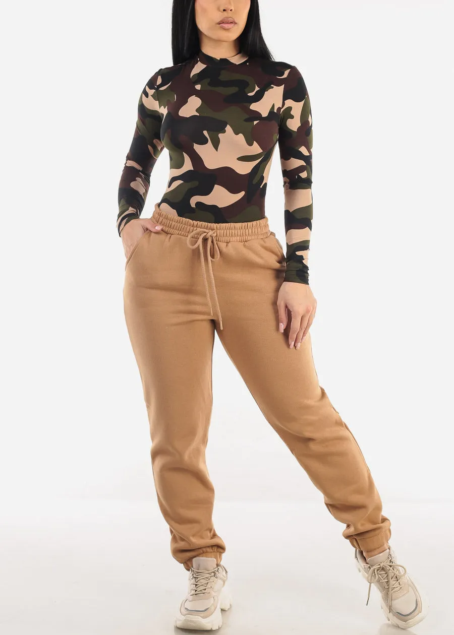 Drawstring Waist Fleece Jogger Pants Camel sold by Moda product image thumbnail 2